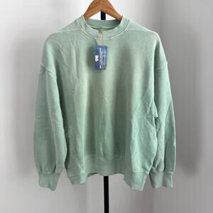 Dr. Collector's Relax French Terry Sunfaded Smoke Green Sweatshirt S NEW Crew